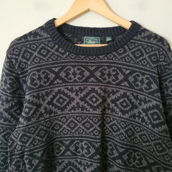 Vinage Knit Crewneck Geometric Grandpa Sweater Black Grey Grunge Retro Size Larg - Picture 3 of 7